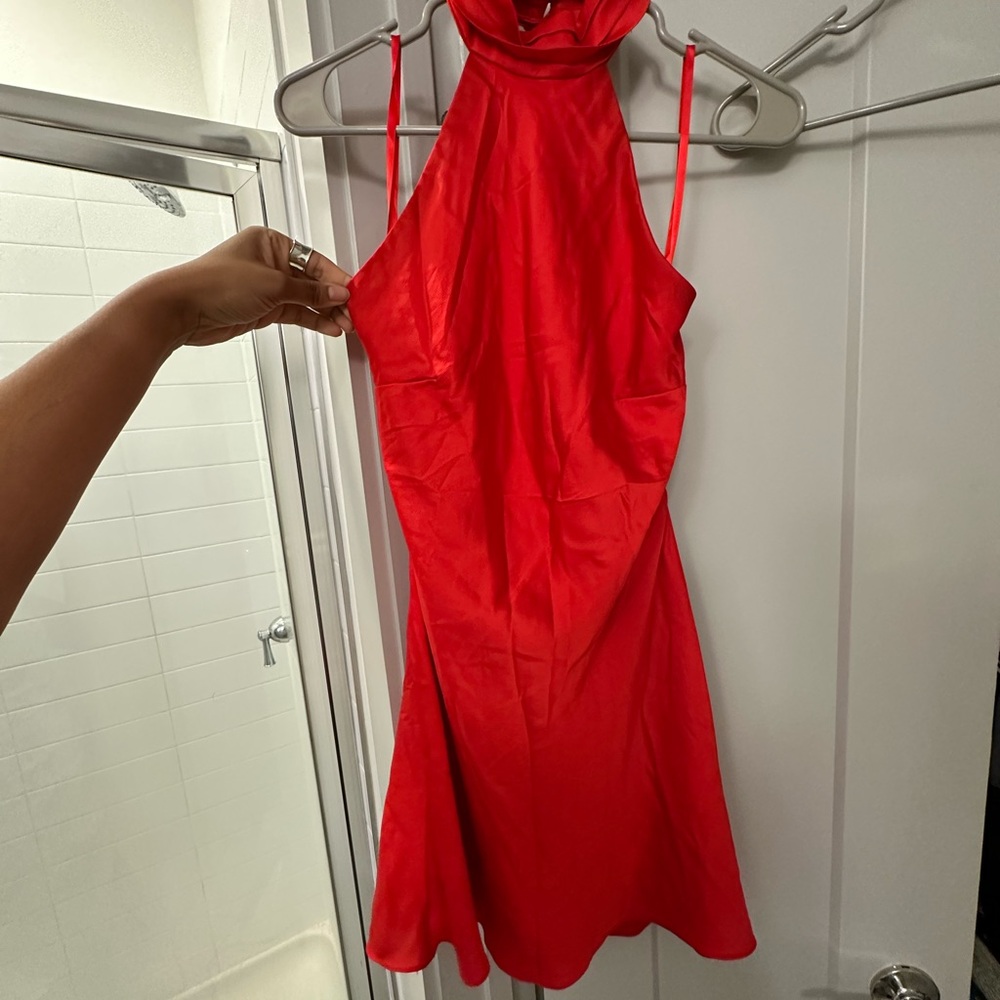 Elegant Red Halter Dress